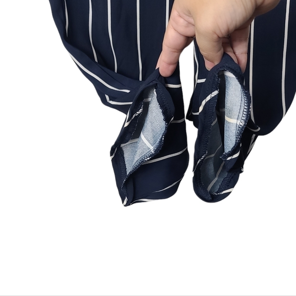 Zara Trafaluc White Blue Striped Pants M - Picture 5 of 7